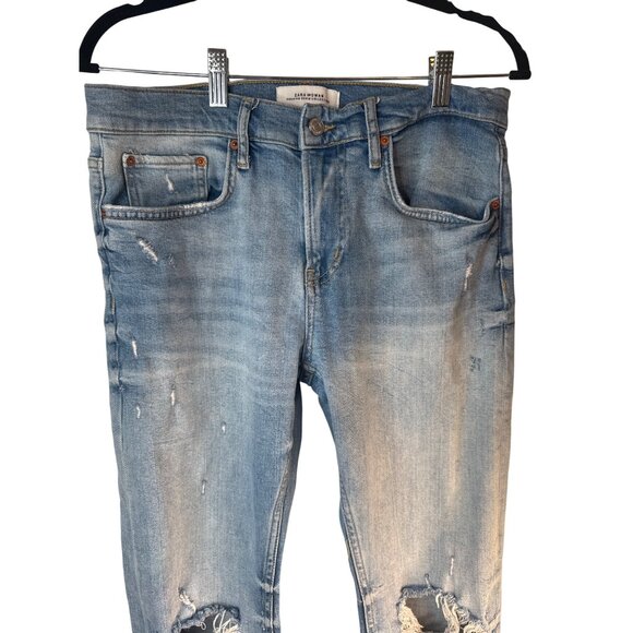 2/$30 Zara Woman Size 28 Premium Denim Distressed Jeans Light Blue - Picture 8 of 14